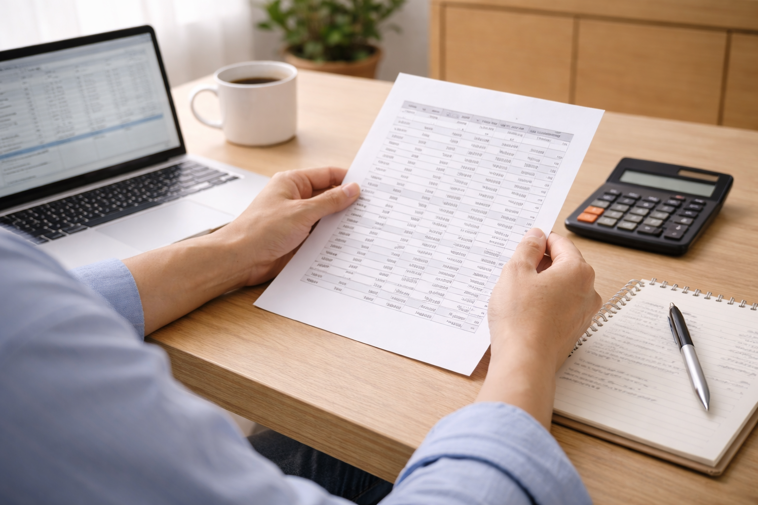 대출 상환표를 검토하며 월납입 계획을 이해하는 장면